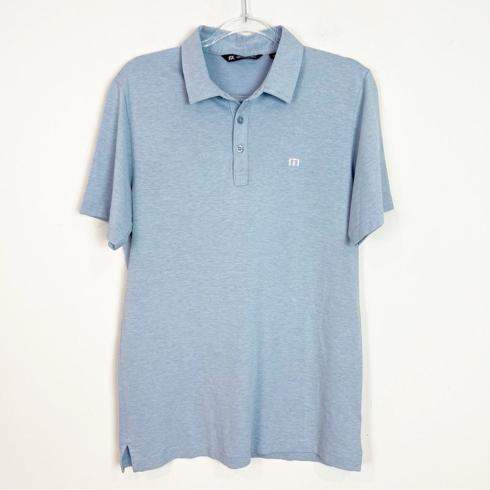 TRAVIS MATHEW LIGHT BLUE SHORT SLEEVE GOLF POLO SHIRT MENS MEDIUM - Picture 2 of 6